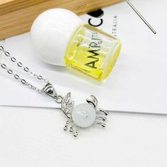 Sterling Silver Zodiac Aroma Necklace - Cancer June - July | Perfect Birthday Gift | Energy & Healing | Diffuse on the go-0