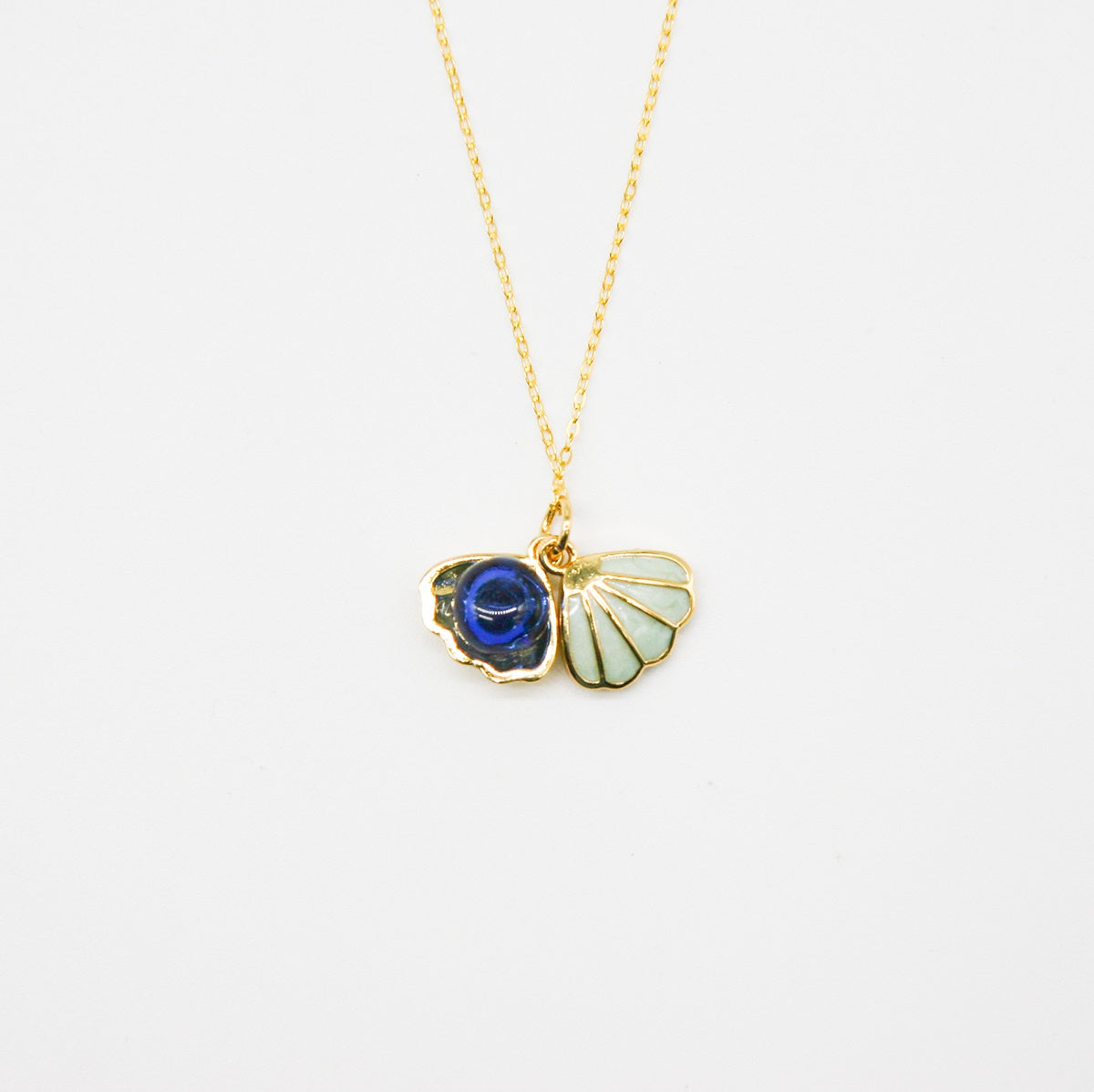 Green Shell Murano Aroma Necklace - Oceanic Depths | Energy & Healing | Diffuse on the go | Sterling Silver Gift-0