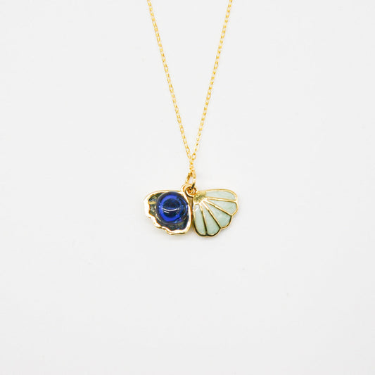 Green Shell Murano Aroma Necklace - Oceanic Depths | Energy & Healing | Diffuse on the go | Sterling Silver Gift-0